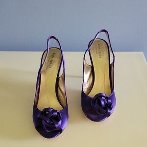 Absolutely Stunning Kate Spade Deep Purple Satin Heels Made In Italy Size 8.5